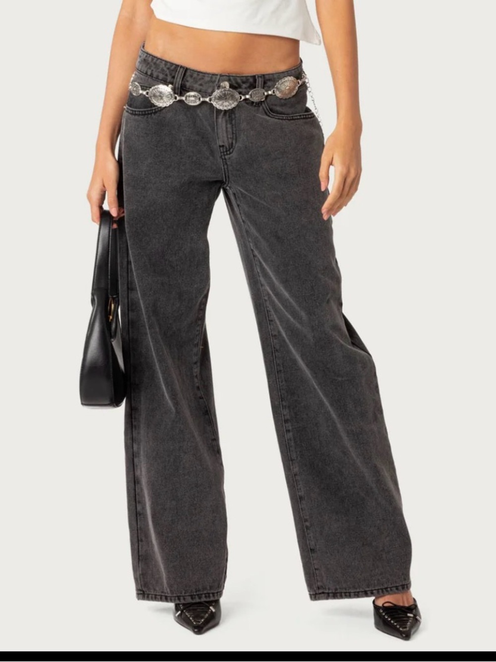 Edikted Washed Black Wide-Leg Jeans